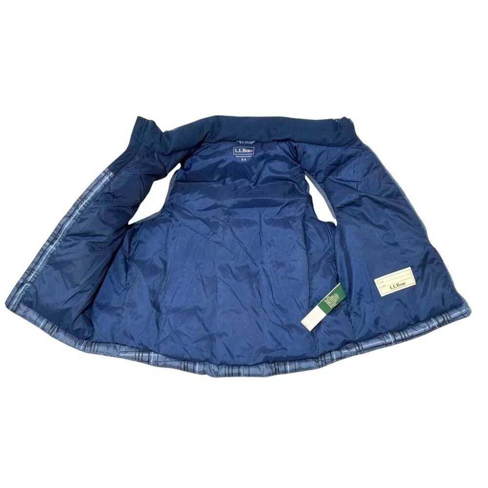 L.L.Bean Blue Plaid Goose Down Puffer Vest Zip Pockets‎ Kids Youth Size S (8)